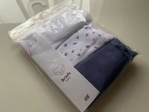 H&M Unterwäsche Slips Mädchen Spitze Schleife Weiß Blau Baumwolle 158 164 Neu - Bild 1 von 4