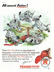 Impresión publicitaria vintage Gasóleo TEXACO Dalmation Dogs All around Action 1956 - Imagen 1 de 1