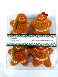 Kirkland's Home Christmas Collection Gingerbread Men Napkin Rings Set Of 4 NEW - Picture 1 of 4