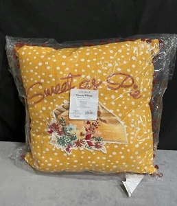 New 18” Sweet As Pie Decorative Throw Pillow Floral Polka Dot Yellow Fall Autumn - Picture 1 of 2
