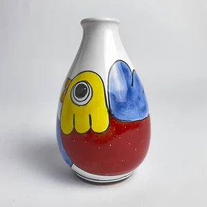 Vintage Desimone Italy Birds Ceramic Vase Mid Century Modern 4”d x 6.75”h - Picture 1 of 7