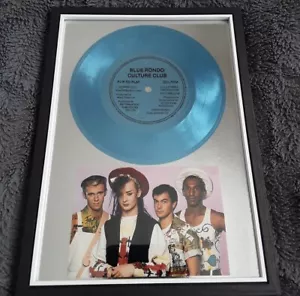 1982 CULTURE CLUB 7" BLUE FLEXI DISC I'LL TUMBLE FOR YA + 6X4 BAND PHOTO FRAMED - Picture 1 of 10