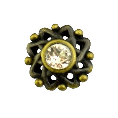 METAL GEOMETRIC STAR WITH RHINESTONE SHANK BUTTONS 10mm Antique Gold / Grey - Image 1 of 3