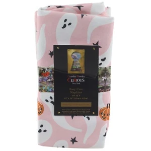 Cynthia Rowley Halloween Fantasmas Calabazas Servilletas de Tela Juego de 6 Rosa Blanco - Imagen 1 de 1