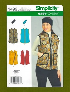 Easy to Sew Vests & Headband Sewing Pattern (Sizes 16-24) Simplicity 1499 - Picture 1 of 4