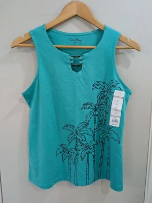 Nuevo con etiquetas Top Coral Bay Petite (PS) Palm Tree/Aqua sin mangas Foto 1 de 4