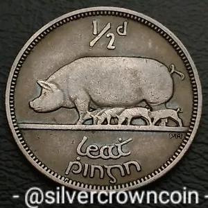 Ireland, Eire 1/2 Penny 1935. KM#2. Half Cent coin. Sow & Piglets. Animals. L - Picture 1 of 7