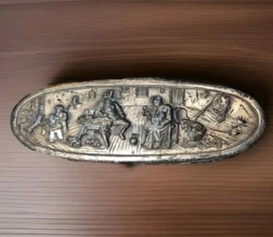 RARE VINTAGE ORNATE METAL TRINKET BOX SILVER TONE MEDICAL COLLEGE BURLINGTON VT - Picture 1 of 5