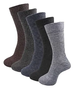 RC.ROYAL CLASS Men's Calf Length Double Knit Warm Woolen Multicolored Socks 5 Pc - Picture 1 of 6