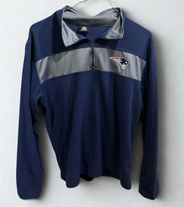 New England Patriots Pullover Mens Medium Blue 1/4 Zip NFL Team Apparel Football - Picture 1 of 9