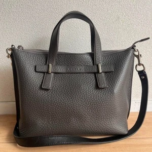 FURLA Giove Shoulder Bag Hand Bag Tote Bag 2way Bag Leather color Gray USED - Picture 1 of 9