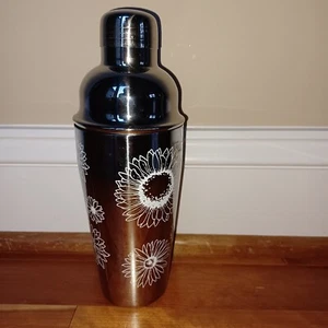 Sunflower Cocktail Martini Shaker Stainless Steel Target Flower Silver Metal - Picture 1 of 12