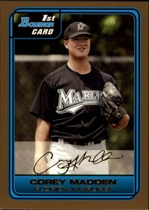 2006 Bowman Draft Draft Picks Gold Marlins Baseball Card #39 Corey Madden