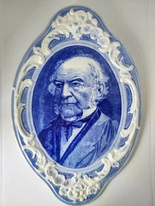 Gladstone Wall Plaque Burgess Leigh Middleport Pottery Kent's 1898 Blue & White - Picture 1 of 10