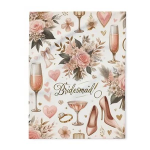 Bridesmaid Fleece Blanket, Cozy Wedding Gift, Floral Throw For Bridal Shower - Picture 1 of 6