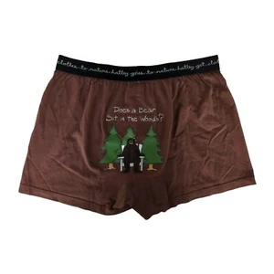 Novelty Boxer Bottom Pajama Does A Bear Sit In The Woods Hatley Mens Size Large - Picture 1 of 5