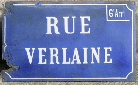 Old large enamel French street road sign plaque plate Paul-Marie Verlaine poet Cover