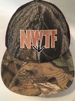NWTF Mossy Oak Turkey Hat Cap Camo snap back brown mesh Adjustable  USA - Image 1 of 4