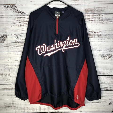 Majestic Cool Base Warm-Up Pullover Jacket Washington Nationals MLB Men’s Large Cover