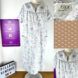 Jessica Vintage Nightgown Nightie Long Size XL Floral Zip Down Front 1980s - Picture 1 of 10