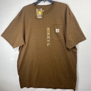 Carhartt Mens T-shirt Big & Tall Workwear K87 Brown Heavyweight Sz L  Tall NWT - Picture 1 of 10