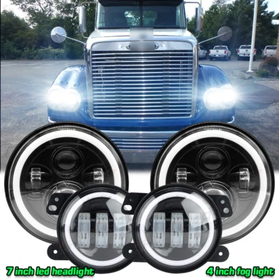 7-дюймовые светодиодные фары и противотуманные фары 4 дюйма для Freightliner Coronado 2001-2016 - Изображение 1 из 4