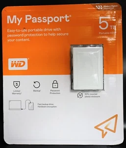 Western Digital My Passport 5 TB Portable HDD, White (WDBPKJ0050BWT-WESB) - Photo 1/7