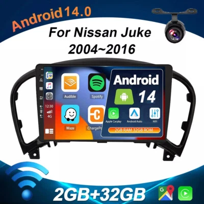 Per Nissan Juke 2004~2016 9" Autoradio Android 14.0 GPS Navigatore RDS DAB+ USB - Imagen 1 de 4