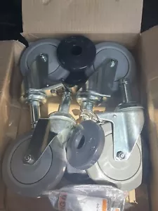 Heavy Duty 4 5" Hard Rubber Scaffolding Caster Wheels 2 Locking All Four Swivel - Picture 1 of 7
