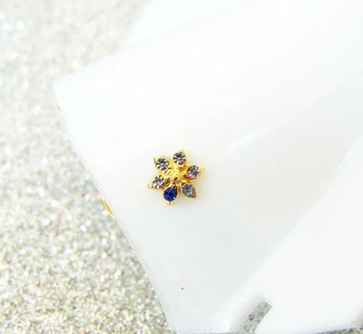 Anel de nariz designer indiano folheado a ouro 22k parafuso de crock parafuso cravejado nariz orelha broche presente - Imagem 1 de 4