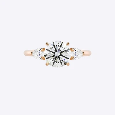 Diamond Rose Gold Ring For Wedding Lab Grown Round 1.9 Carat  IGI Certified 14k - Image 1 of 4