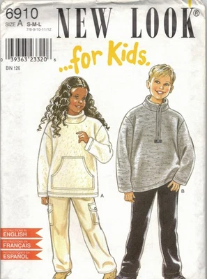 6910 New Look Kids Loose-Fitting Sweatshirt Turtleneck Or Short Zipper Sz 10-12 - Image 1 of 2