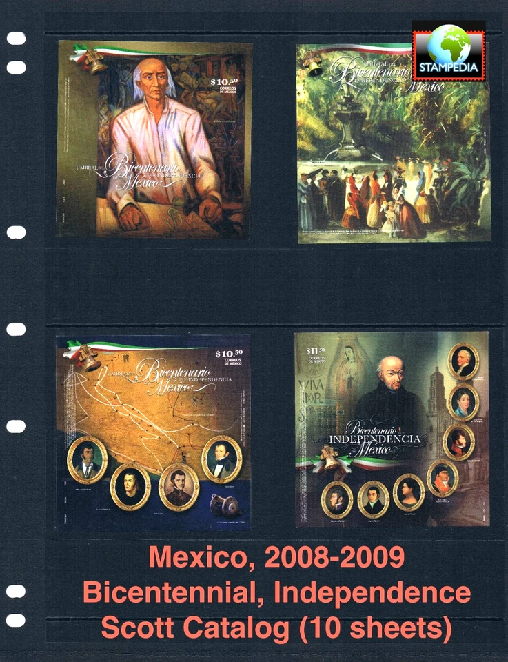 $29.75 Scott Value - 2008-09 MEXICO History 11 s/s scarcer CV MNH NH UMM - Image 1 of 4