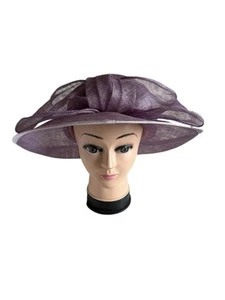 Flieder Damen formeller Strohhut große Schleife gelegentlich Hochzeiten Damentag - Bild 1 von 10