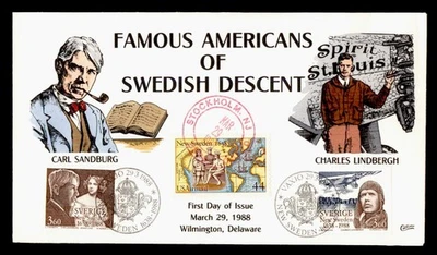 DR WHO 1988 FDC MIXED FRANK SWEDEN LINDBERGH COLLINS  C338765 - Image 1 of 2