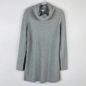 Suéter túnica suéter gris mezcla de algodón con cuello capucha talla mediana alta J. Jill - Imagen 1 de 7