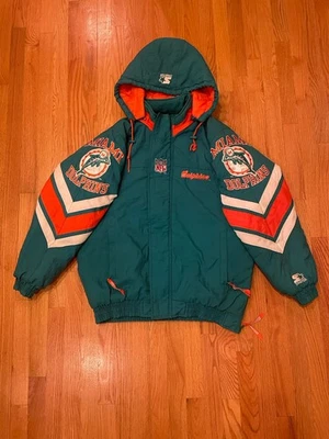 Vintage Miami Dolphins NFL Pro Line Starter Jacket Puffer Jacket Sz Medium - Image 1 of 4