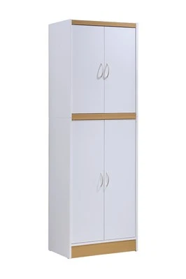 4 Door Kitchen Pantry with Four Shelves White - Image 1 of 4