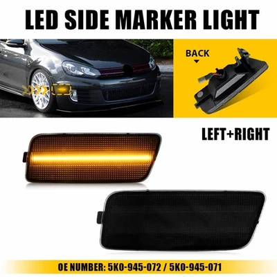 2PC Front LED Fender Amber Light Lamp Side 2011 2012 for 2013 Volkswagen MK6 GTI - Image 1 of 4