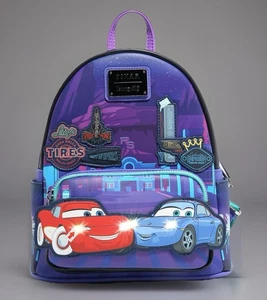 Loungefly Disney Pixar Cars Lightning McQueen & Sally Nighttime Light-Up Backpac - Picture 1 of 11