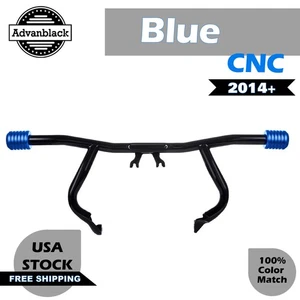 ProTek Front Performance High Way Peg One Step Blue CNC Crash Bar For Harley - Picture 1 of 12