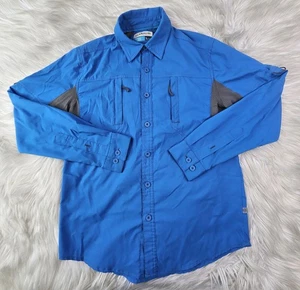 Magellan Outdoors Fish Gear Damen L Langarm Button Down blau Reißverschlusstaschen - Bild 1 von 9
