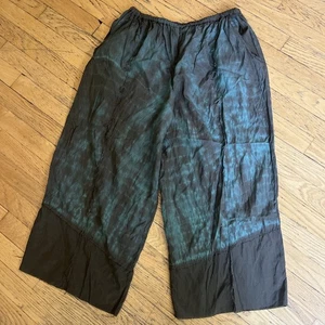 homefrocks Pantalon rayonne à enfiler teinté jambes larges marron/vert Lagenlook OS - Photo 1/10