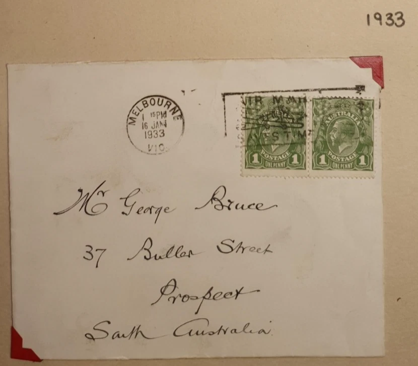 1933 Australian Dual George V11 Envelope - Image 1 of 2