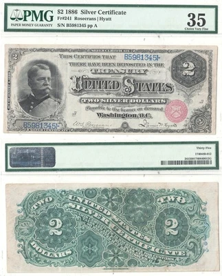 1886 $2 Silver Certificate Fr-241 PMG VF-35 - Image 1 of 3
