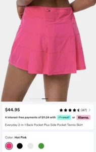 Halara Tennisrock Gesäßtasche Medium Skort HOT PINK GOLF TENNIS LAUF LULU DUPE - Bild 1 von 5