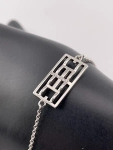 925 STERLING SILVER CALLING THE LINES TENNIS COURT LATTICE CZ BRACELET 6-7" 3290 - Picture 1 of 5