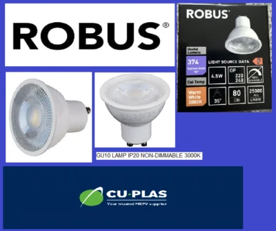 Robus Delphi 4.5w Led Warm White, Gu10, lamp, ip20,3000k, non Dimmable - Image 1 of 2