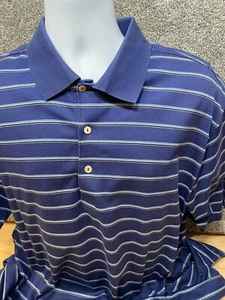 Polo Peter Millar uomo XL blu cotone a righe maglia manica corta golf - Foto 1 di 9
