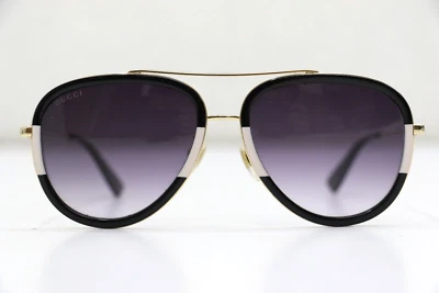 GUCCI GG062S 006 Black/White Fashion Aviator 140mm 57-17mm  Sunglasses - Image 1 of 4